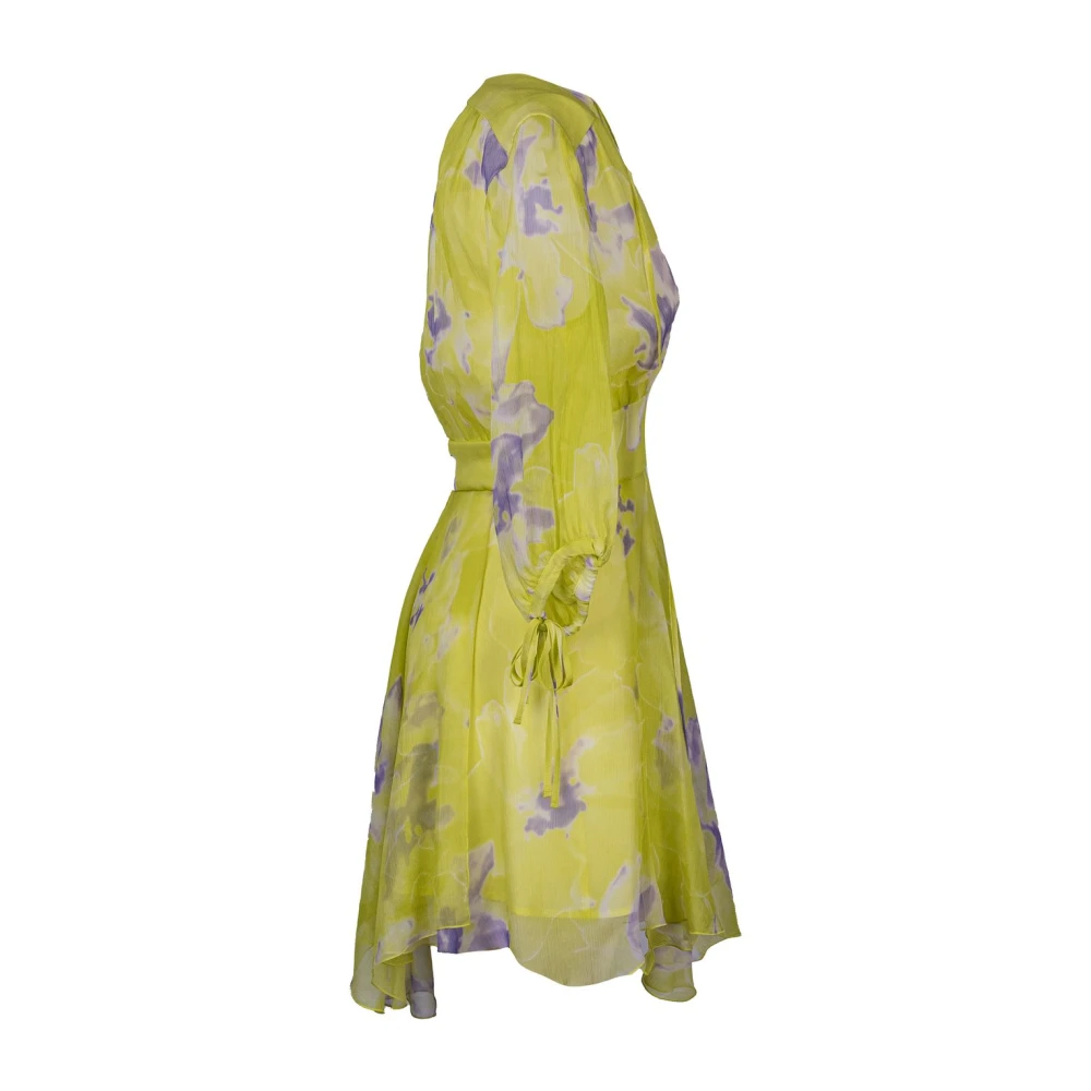 Dondup Zijden chiffon midi jurk met V-hals Multicolor Dames