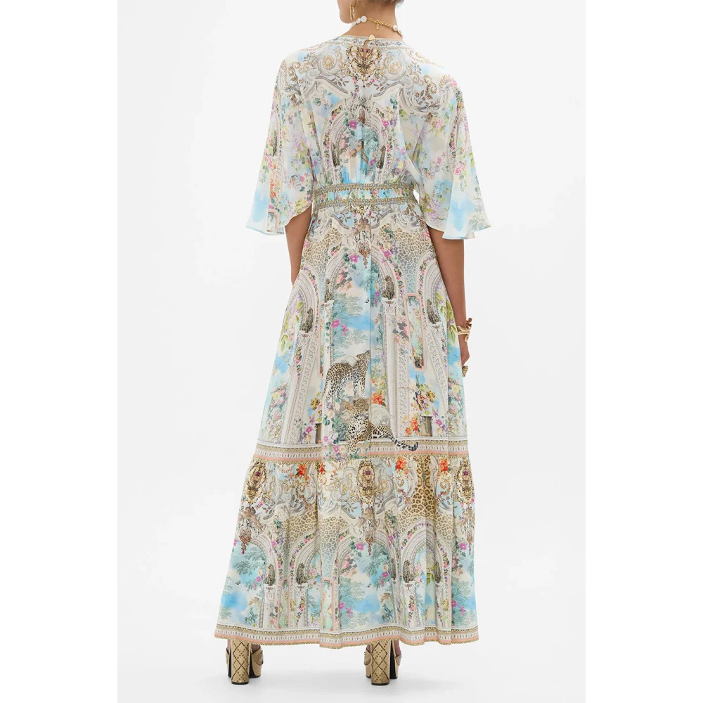 Camilla Zijden jurk met zoom ruche Multicolor Dames