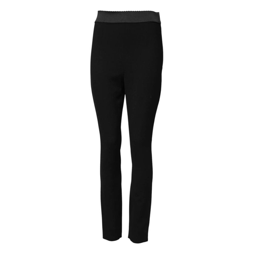Dolce & Gabbana Black Wool Leggings Stretch Pants - IT40|S - Image 2