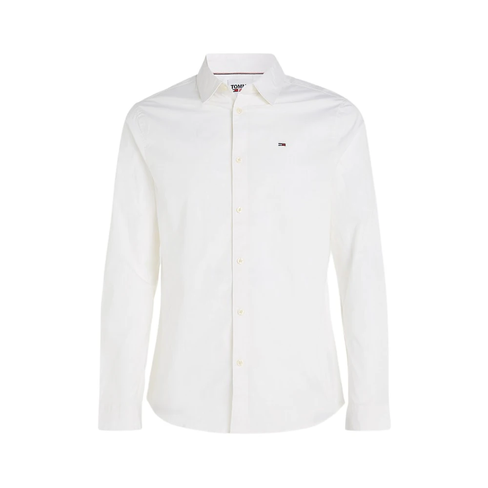 Tommy Jeans Formele Stretch Poplin Overhemd White Heren