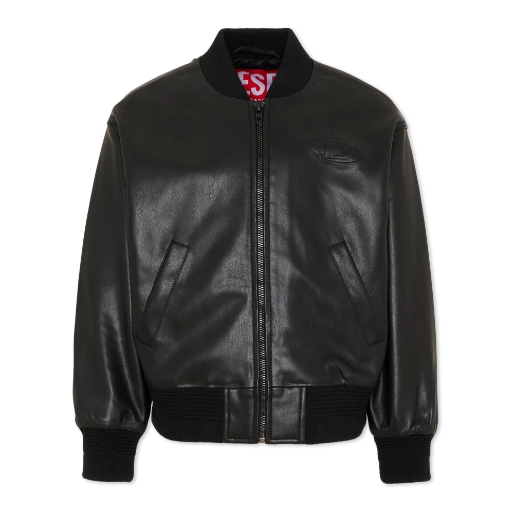 Diesel Boys Black Light Jackets, 12 Y, Faux Leather Jacket