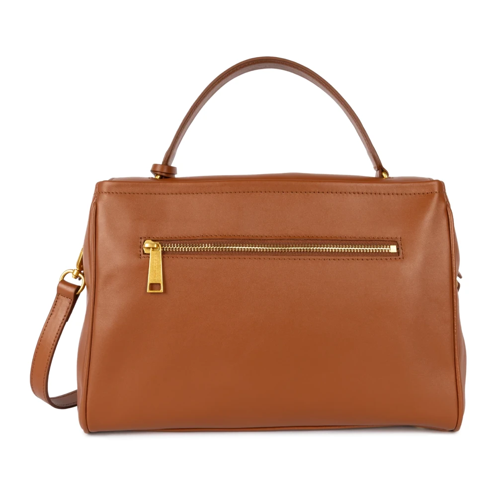Lancaster Flap Handtas met Metalen Sluiting Brown Dames