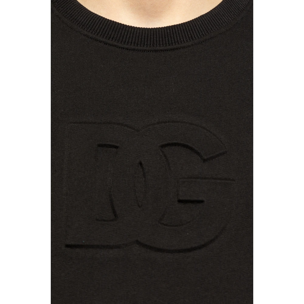 Dolce & Gabbana Sweatshirt met reliëf logo Black Heren
