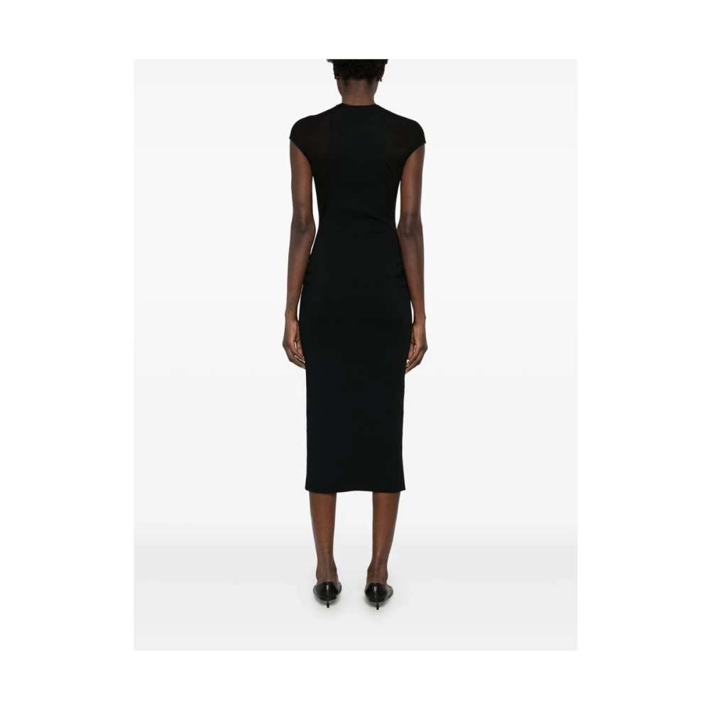 Stella Mccartney Zwarte Mesh Panel Jurk Black Dames