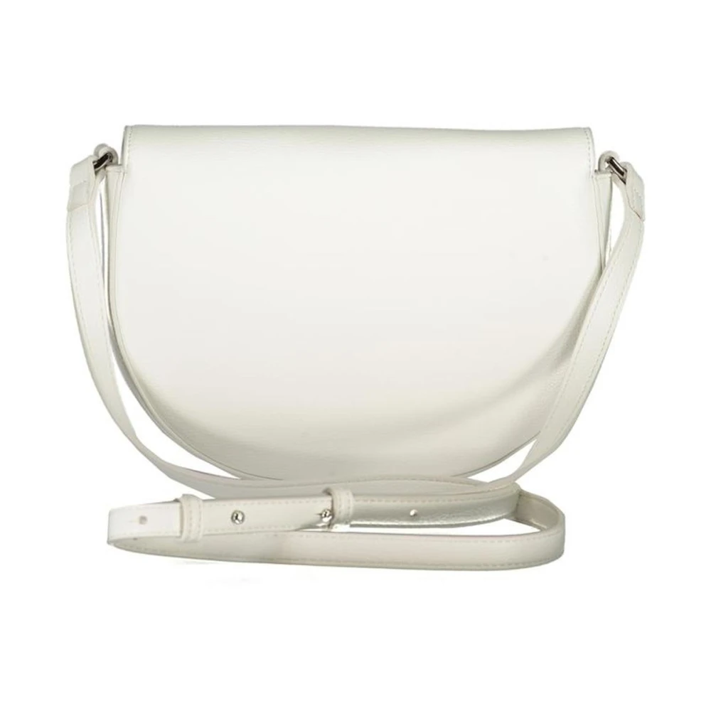 Calvin Klein Witte Halve Maan Leren Handtas White Dames