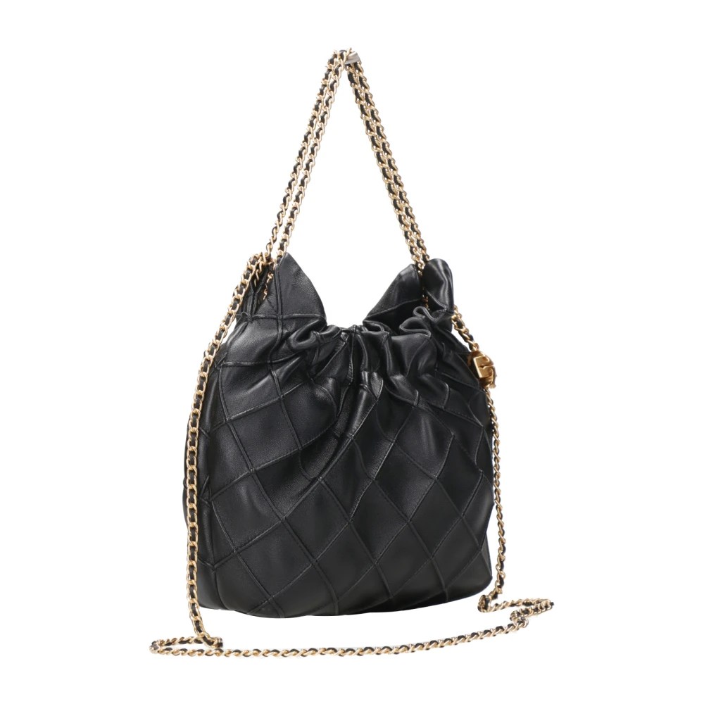 TORY BURCH Zwarte Nappa Gewatteerde Schoudertas Black Dames