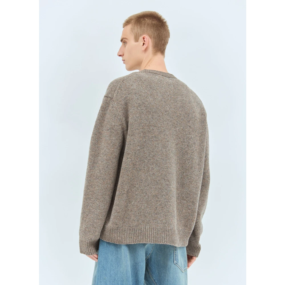 Maison Margiela Gewassen wol V-hals trui Gray Heren