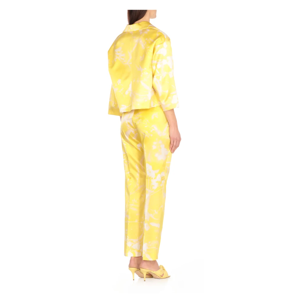 Fabiana Filippi Gele zijden blazer met contrastpatroon Yellow Dames