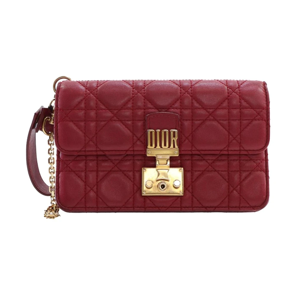 Dior Vintage Women's Red Pre-Owned Quilted Leather Chain Bag