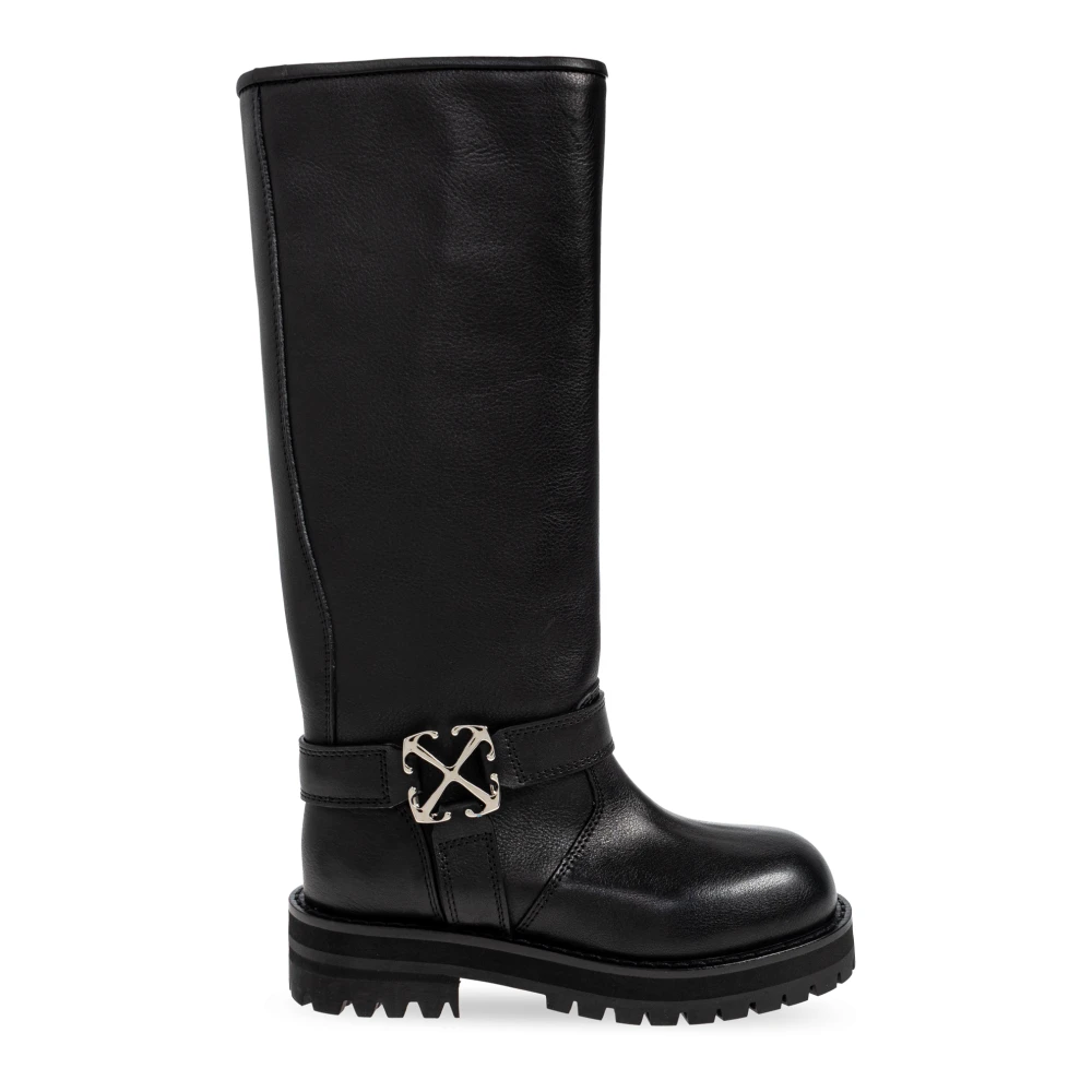 Off White Leren Knielaarzen
