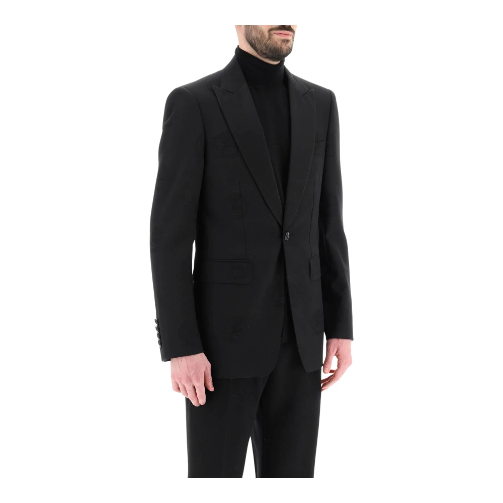 Burberry Slim Cut Jacquard Tuxedo Jacket Black Heren