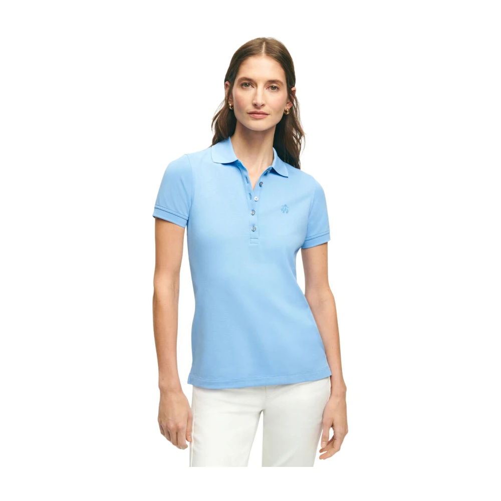 Brooks Brothers Pique Polotröja i Supima-bomull med stretch Blue, Dam