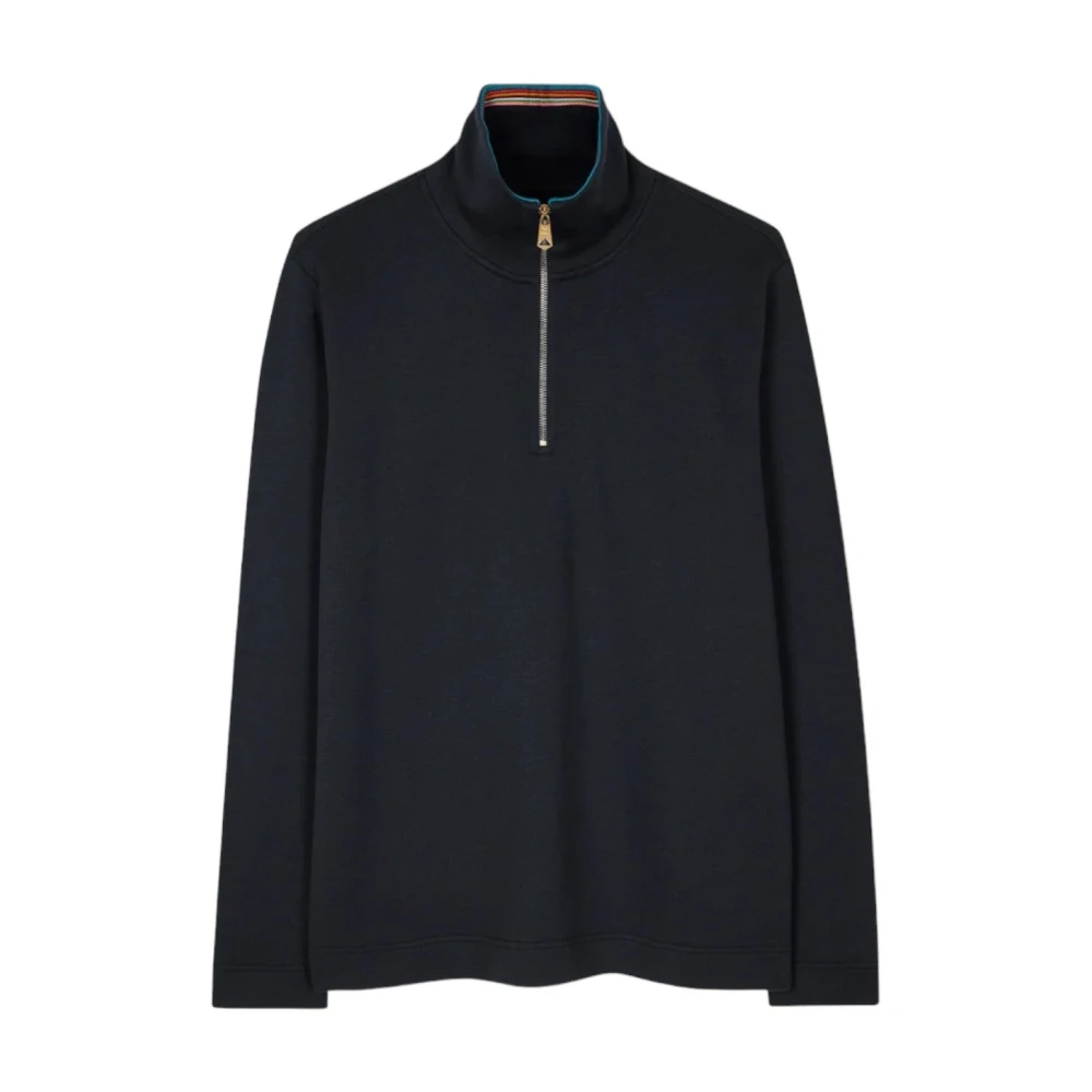 Paul Smith Navy Zip-Neck Sweatshirt Blue Heren