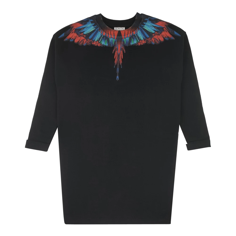 Marcelo Burlon Black Dresses, Female, 8 Y, Sweatshirt Dress