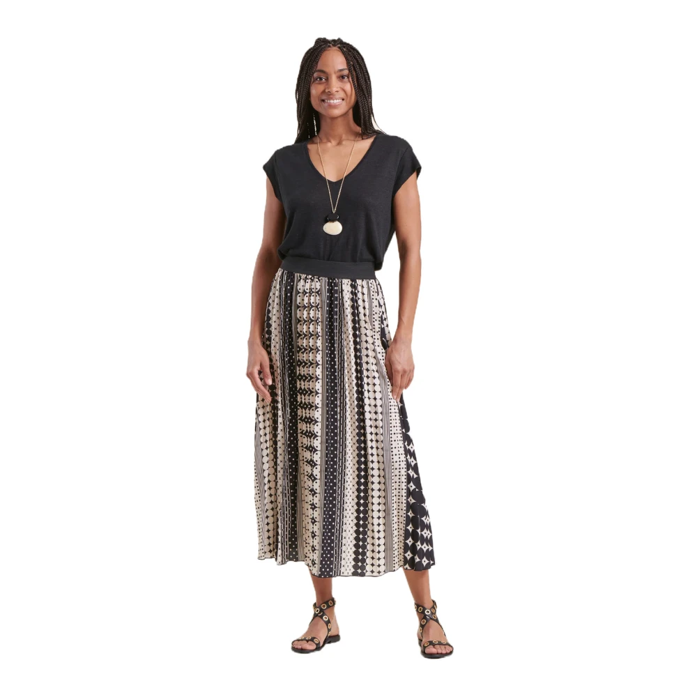 La Fée Maraboutée Blauw en wit bedrukte midi-rok Multicolor Dames