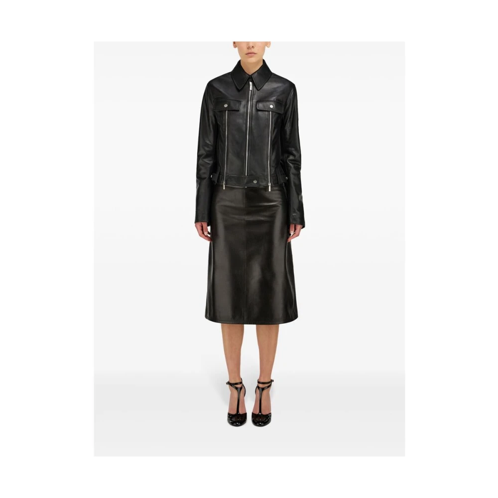 Salvatore Ferragamo Zwarte Leren Ritsjas Stijlvol Ontwerp Black Dames
