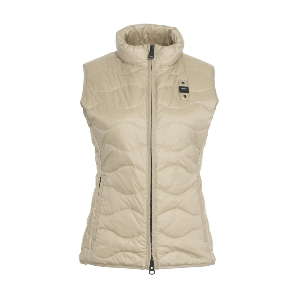 Blauer Chique Beige Gewatteerd Vest Beige Dames