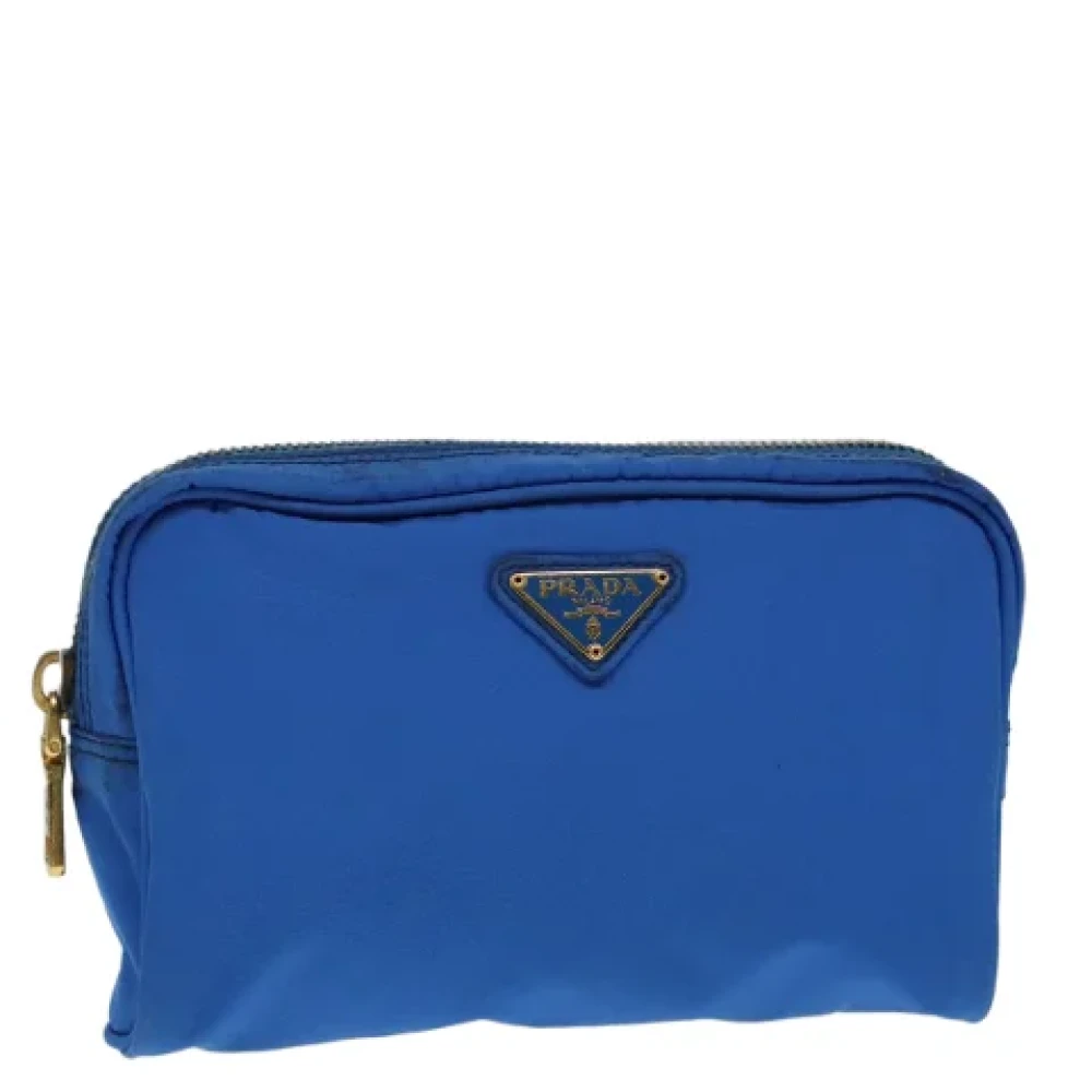 Prada Vintage Pre-owned Leather pouches Blue Dames