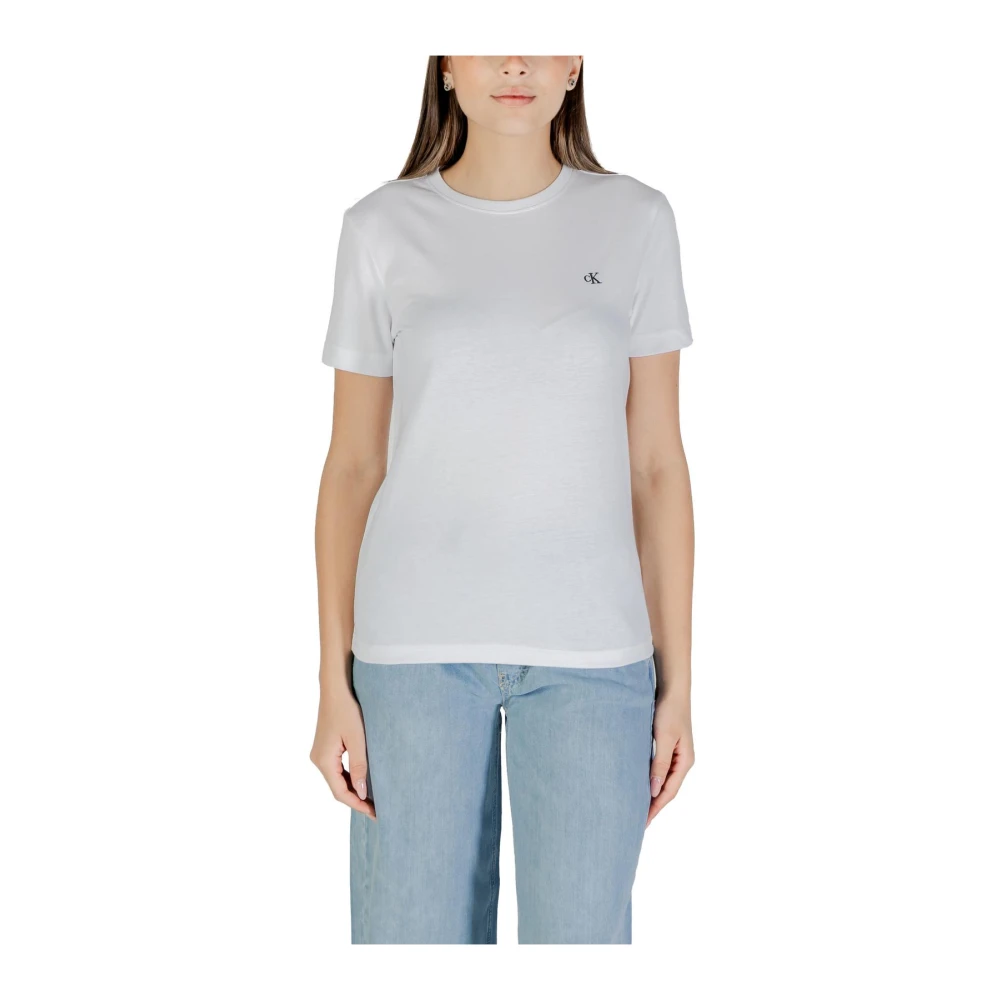 Calvin Klein Jeans Women's White Cotton Short Sleeve Tee Extra Large