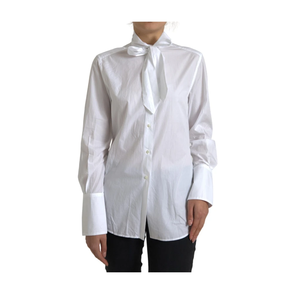 Dolce & Gabbana Women's White Shirts, Xs, Elegant Cotton Long-Sleeved Shirt