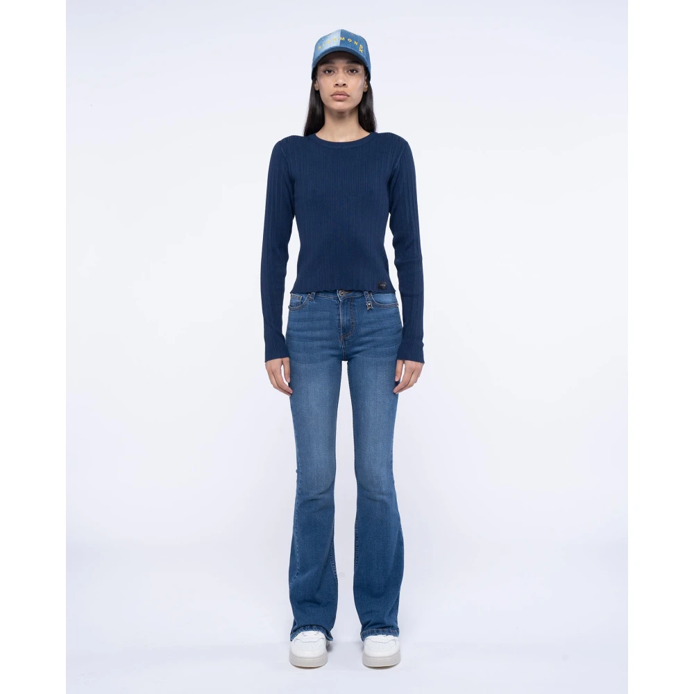 John Richmond Top met open rug en lange mouwen Blue Dames