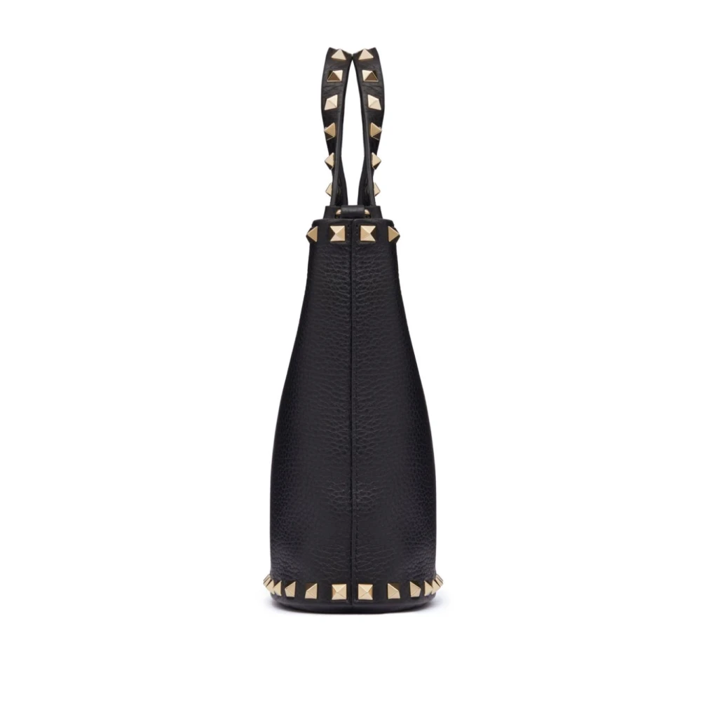 Valentino Garavani Zwarte Leren Rockstud Versierde Handtas Black Dames