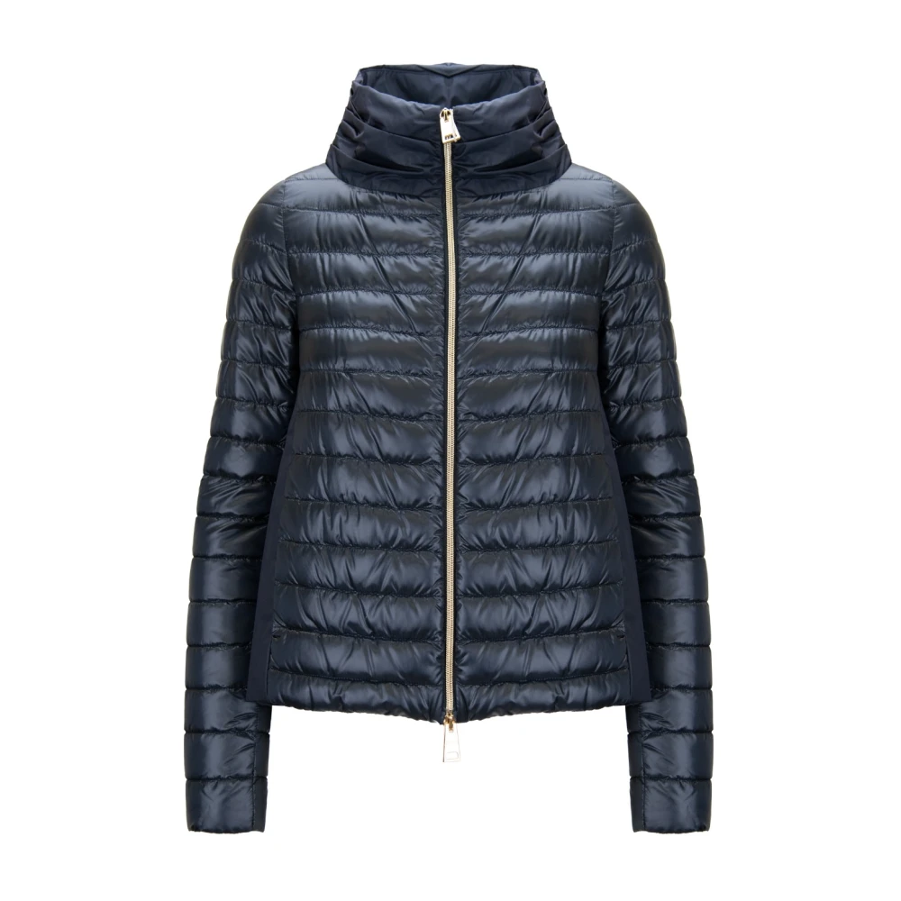Herno Women's Blue Down Jackets, 2XS, Short Down Jacket With High Collar