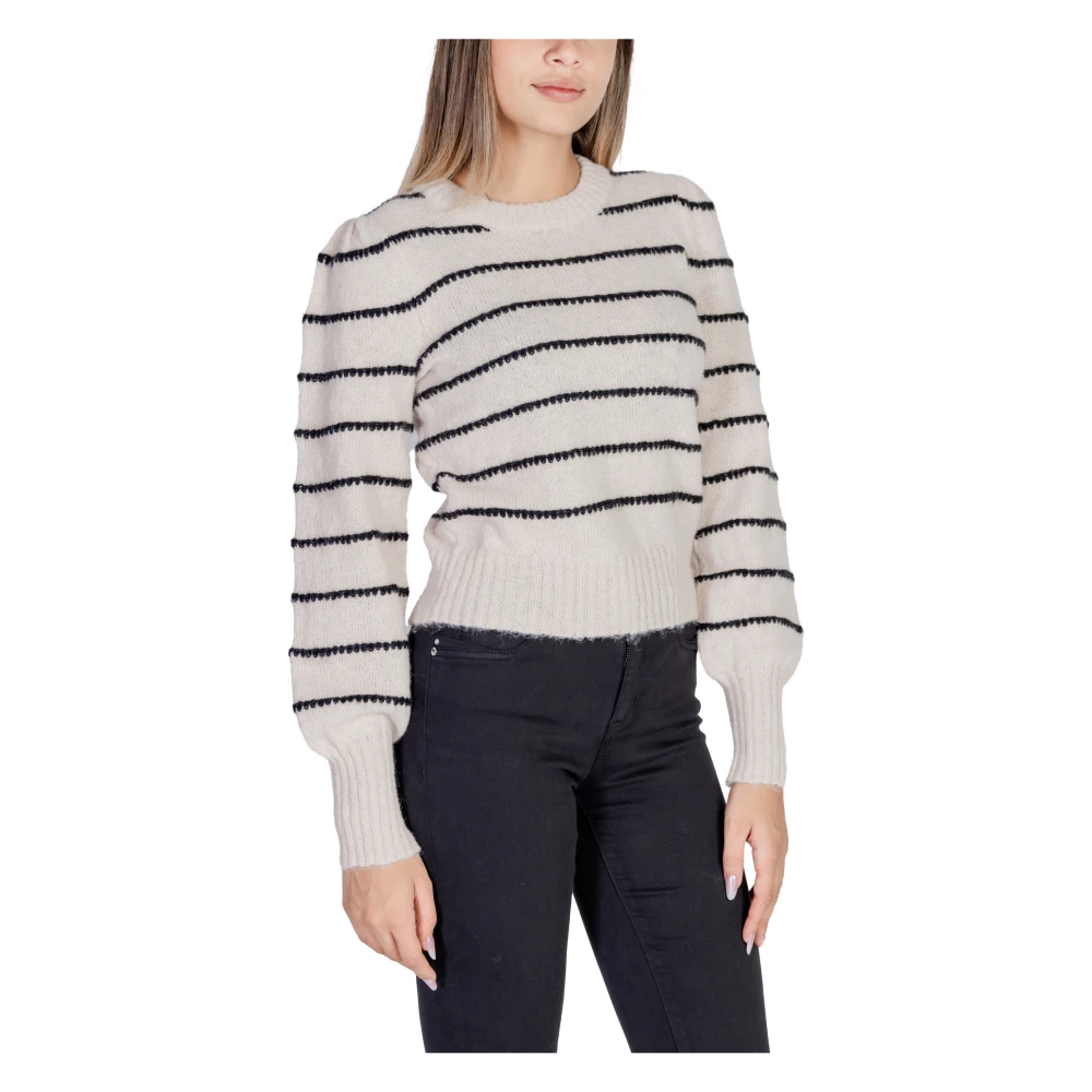 Jacqueline de Yong Gestreept Gebreid Lange Mouwen Ronde Hals Gray Dames