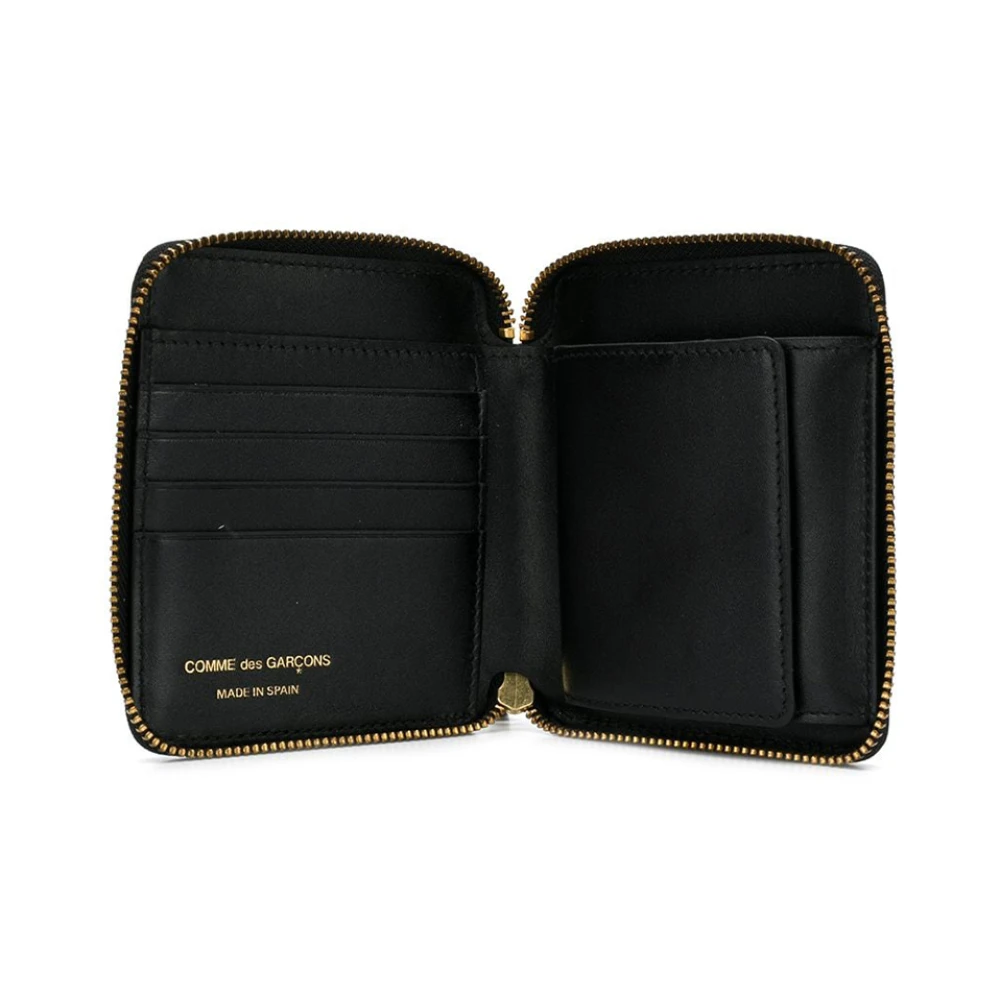 Comme des Garçons Zwarte leren ritssluiting portemonnee Black Unisex