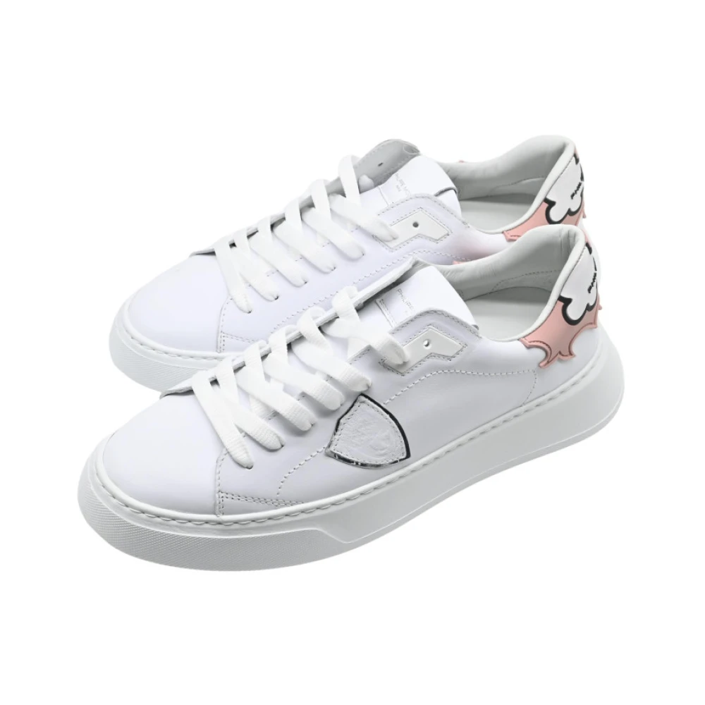 Philippe Model Lage Temple Sneakers in Blanc Rose Multicolor Heren