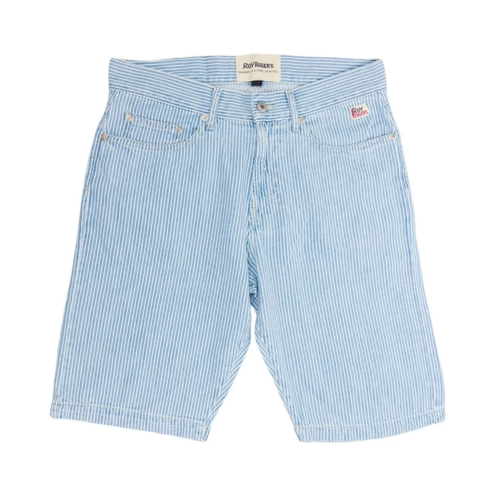 Roy Roger's Gestreepte katoenen Bermuda shorts White Heren