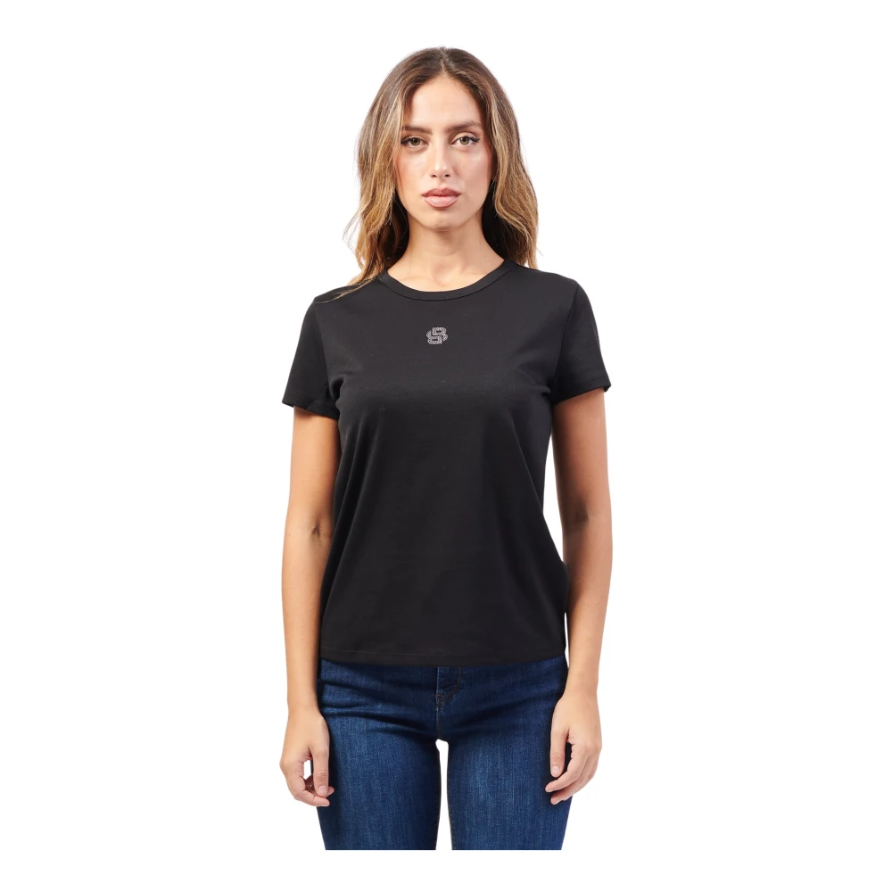 Hugo Boss Zwarte T-shirt met Double B-monogram Black Dames