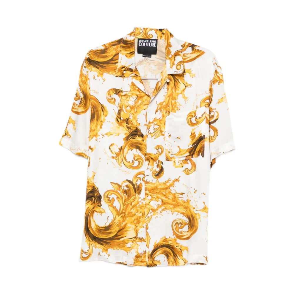 Versace Jeans Couture Men's Yellow Short Sleeve Shirts, L, Shirts