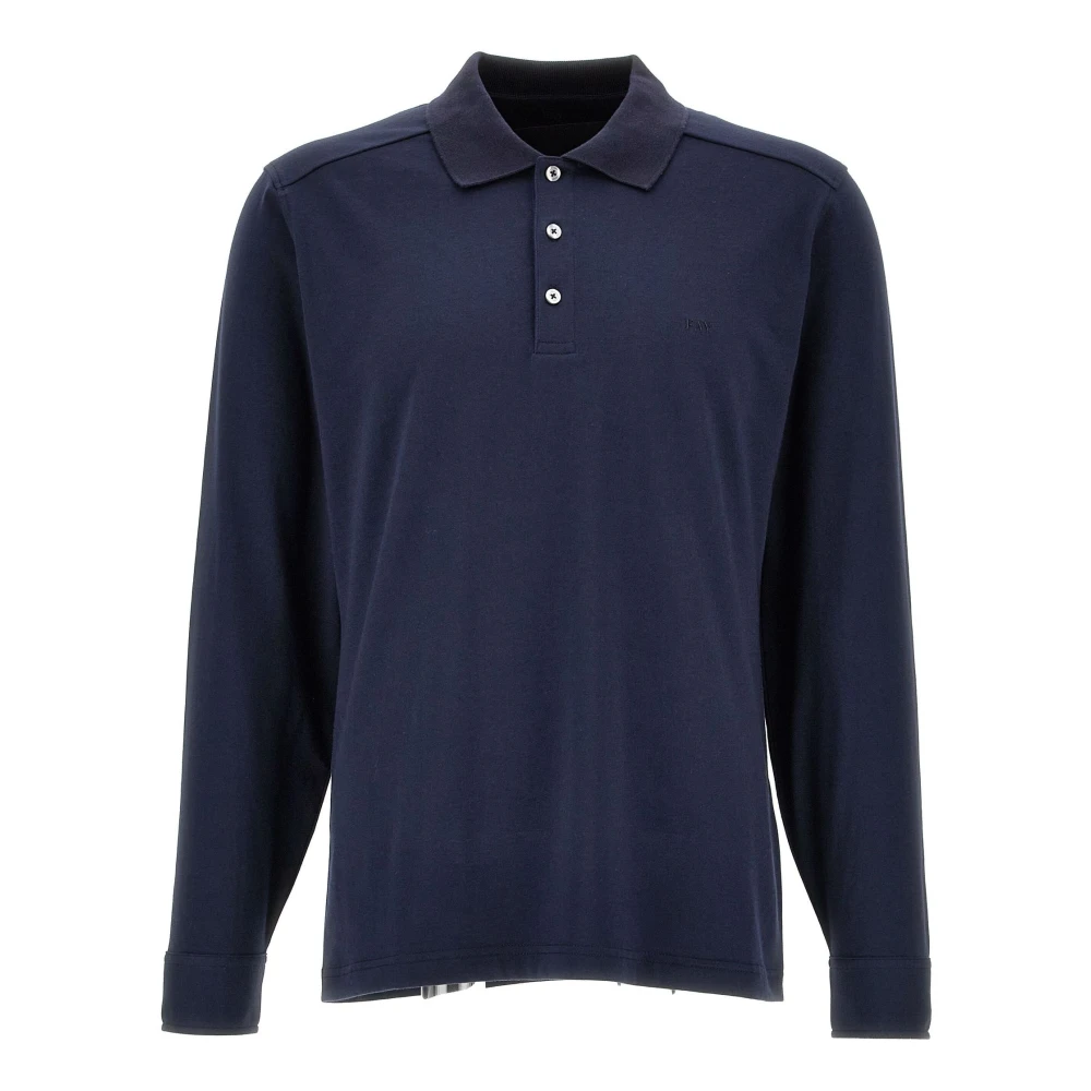 Fay Blauw Polo Shirt Jersey Textuur Geborduurd Blue Heren