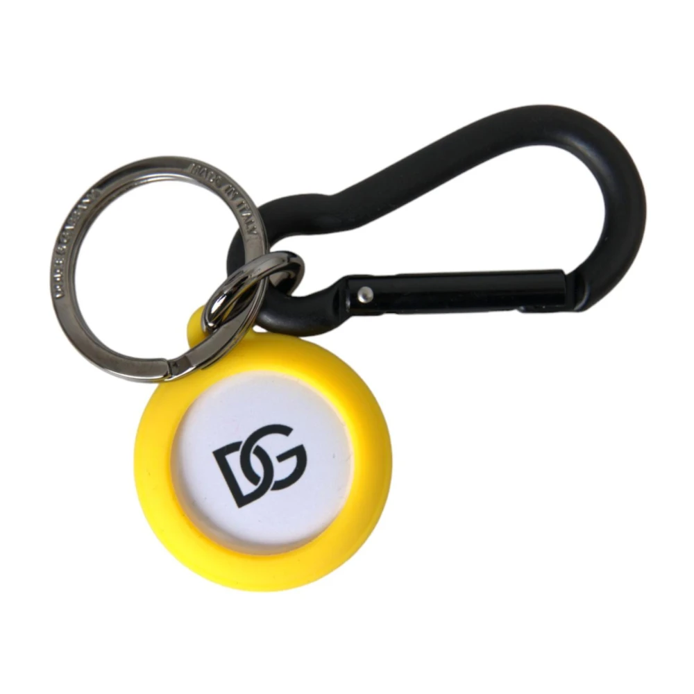 Dolce & Gabbana Gele Rubberen Logo Sleutelhanger Yellow Heren