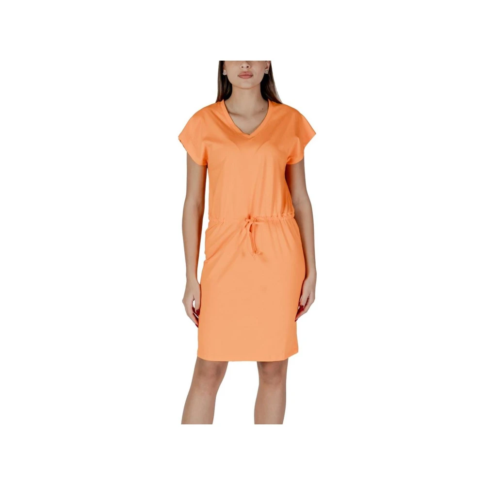 b.Young Oranje Katoenen Mini Jurk Damesmode Orange Dames