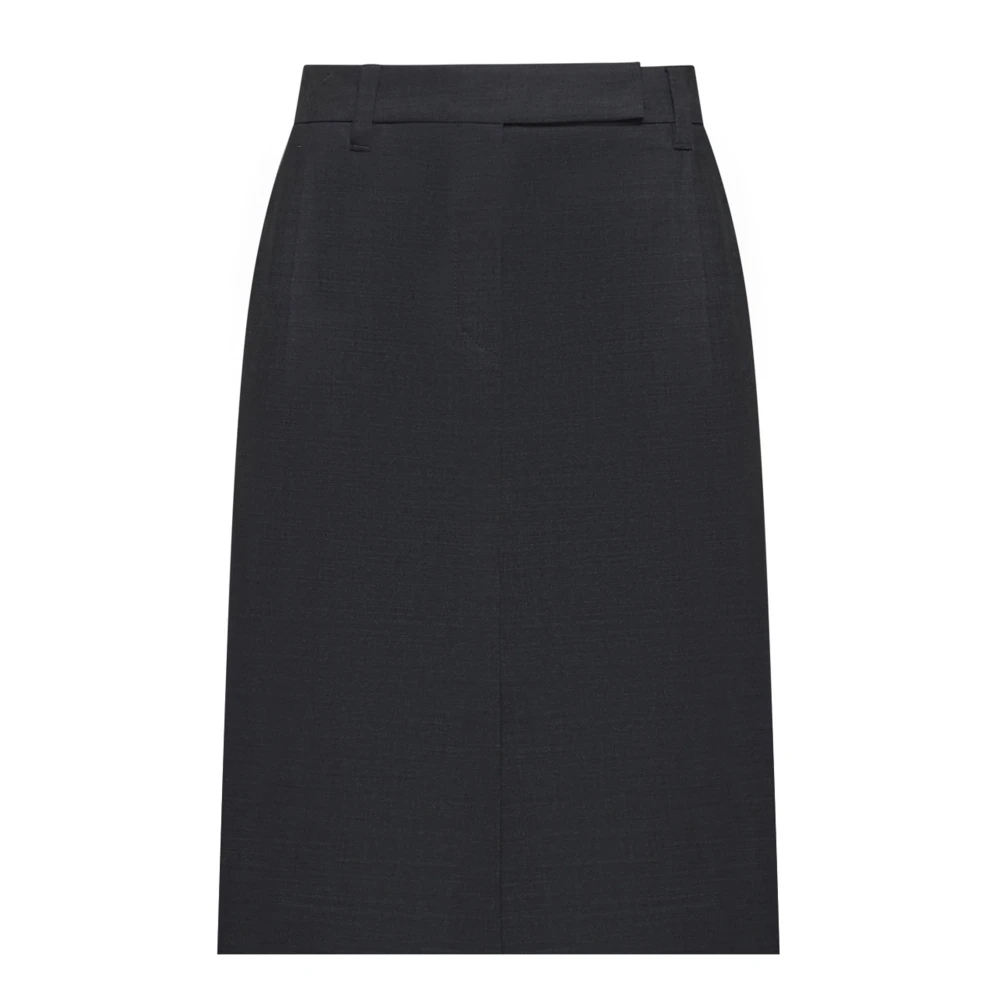 BRUNELLO CUCINELLI Grijze Wollen Pencil Midi Rok Gray Dames