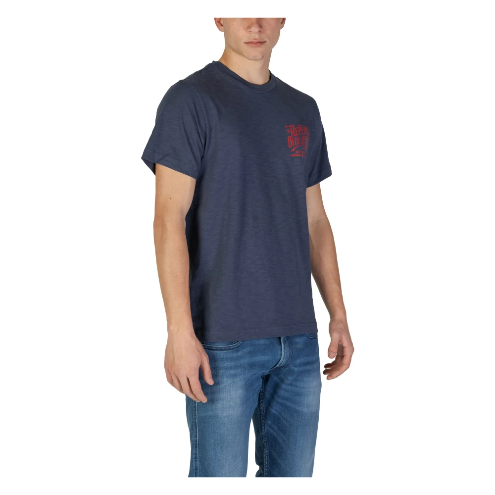 Replay Korte mouw katoenen T-shirt collectie Blue Heren