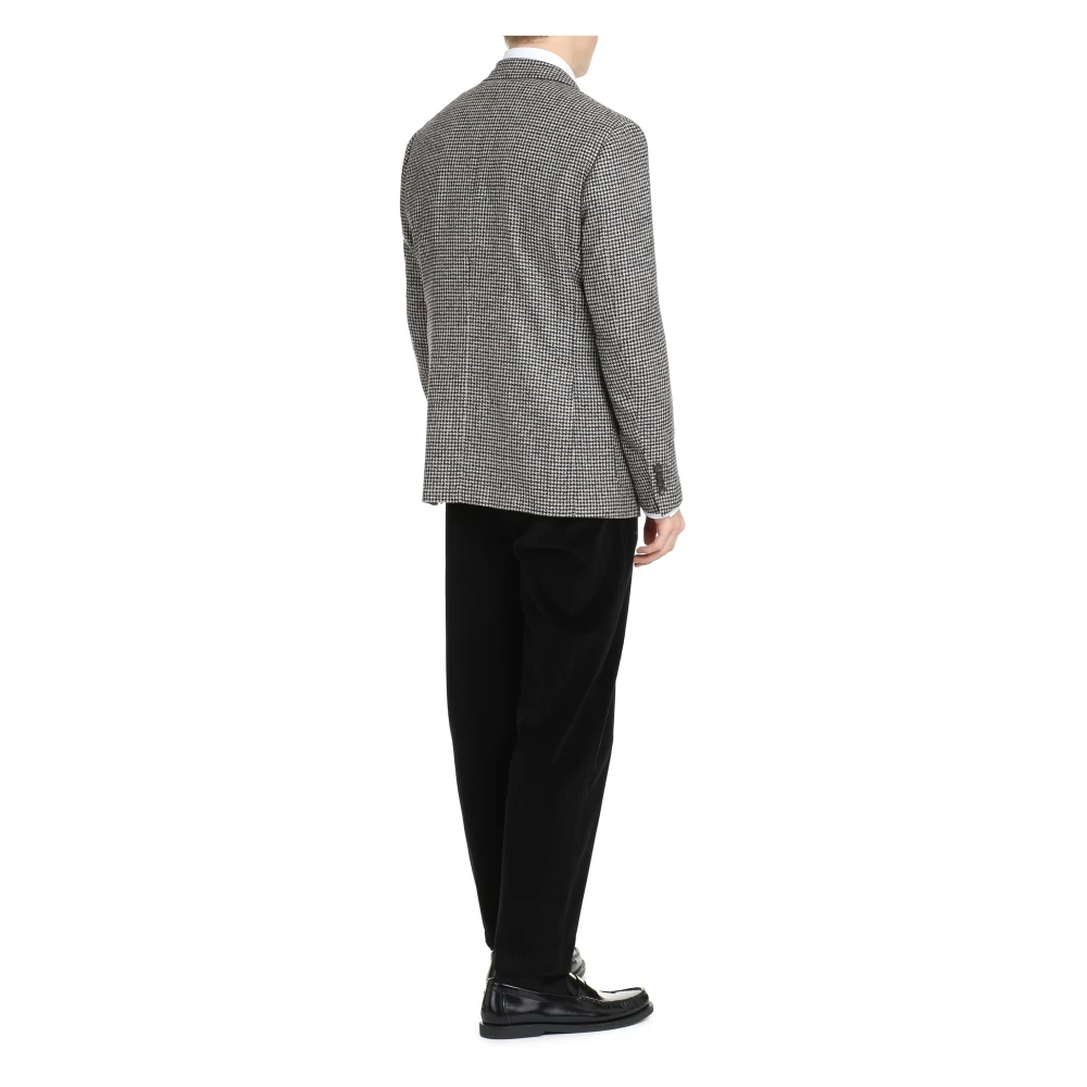 Canali Houndstooth Wollen Blazer Beige Heren