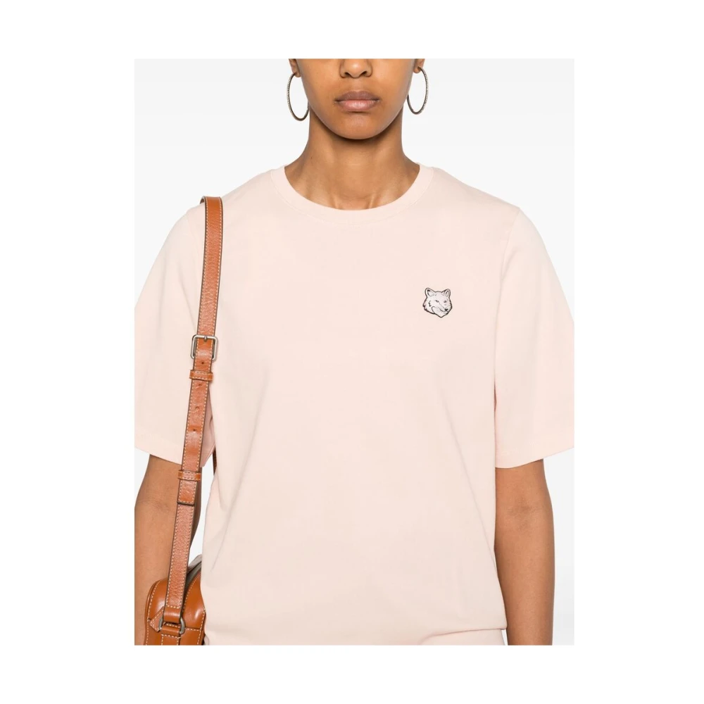 Maison Kitsuné Roze Fox Head Patch T-shirt Pink Dames