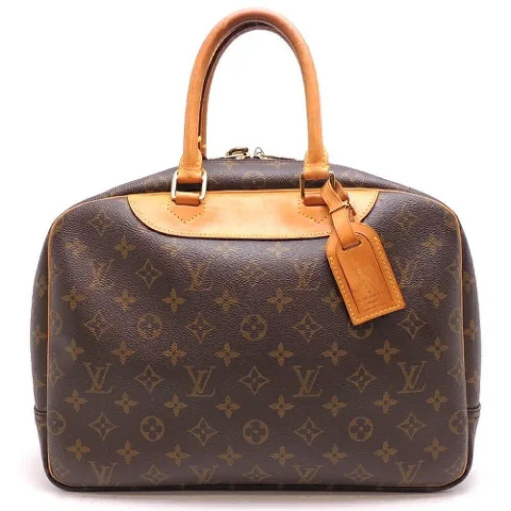 Pre-owned Brunt lerret Louis Vuitton veske