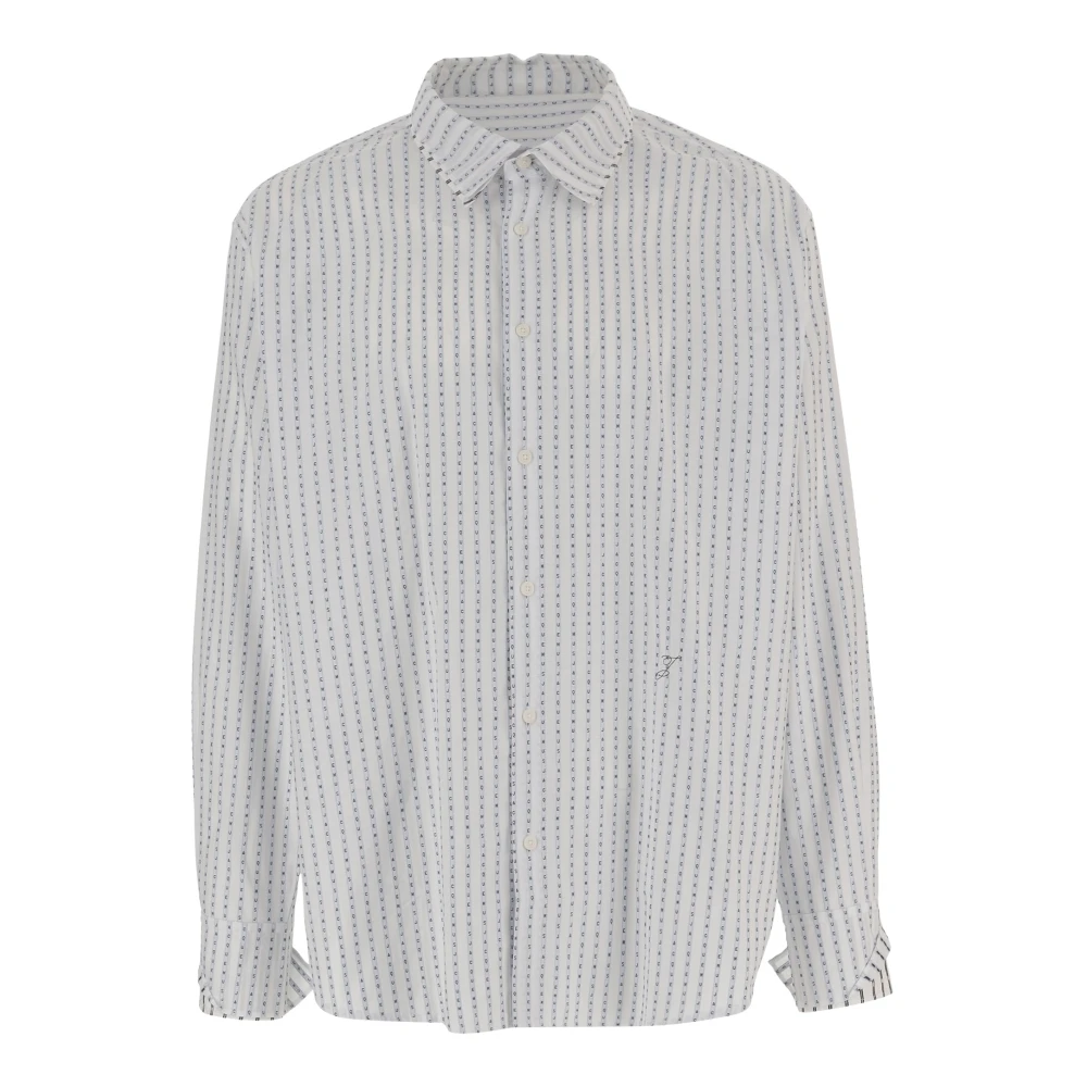 Jacquemus White Striped Cotton Shirt With Logo - Male - Casual Shirts - M - Shirts