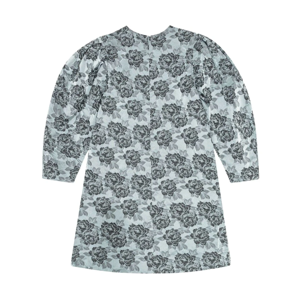 Ganni Blauwe Bloemen Korte Jurk Blue Dames