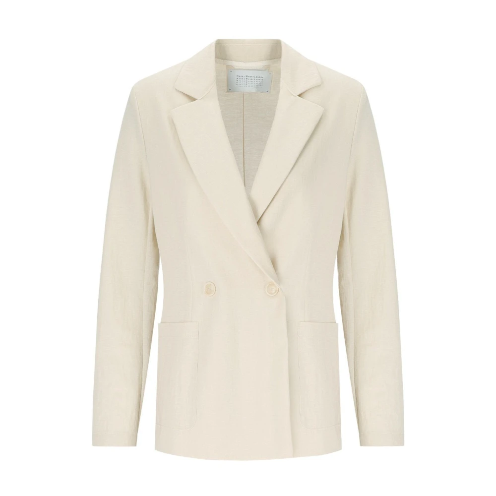 Harris Wharf London Women's Ivory Double-Breasted Blazer With Patch Pockets