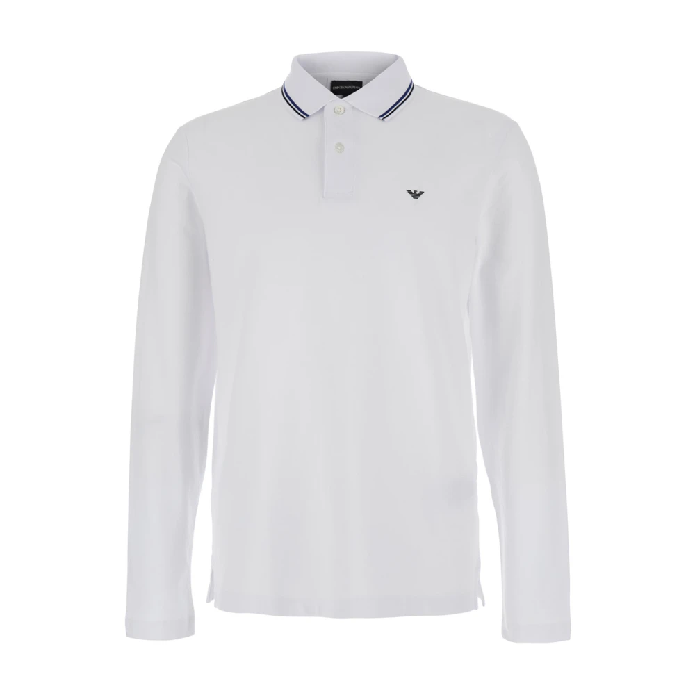 Emporio Armani Klassisk Polo Shirt Vit Logo Brodyr White, Herr