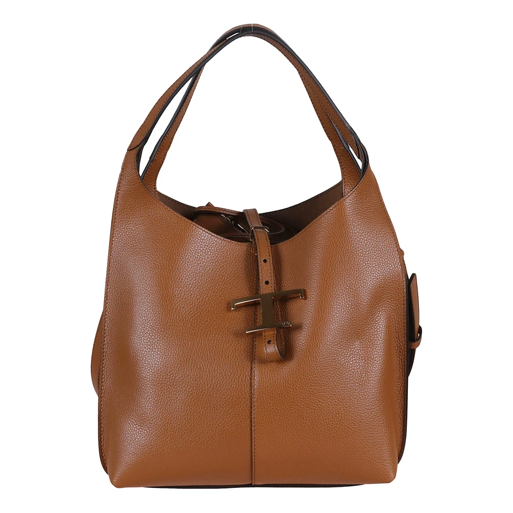 TOD'S Kleine leren tas met tijdloos accessoire Brown Dames