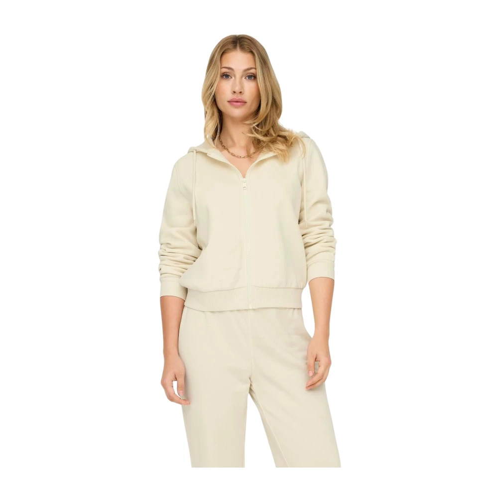 Only Hoodie met rits en lange mouwen voor dames Beige Dames