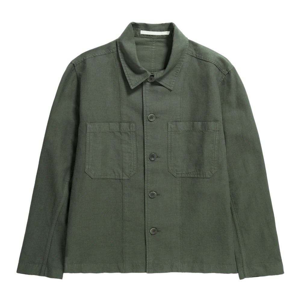 Norse Projects Grön Bomull Linne Skjorta Essentiell Stil