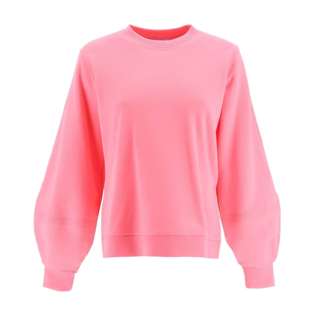 Ganni Sweatshirt met Pofmouwen van Biologisch Katoenmix Pink Dames