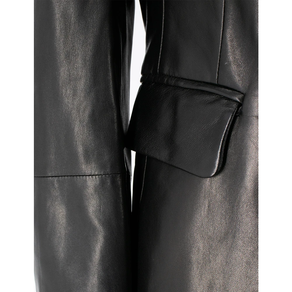 BRUNELLO CUCINELLI Nappa Leren Geborduurde Jas Black Dames